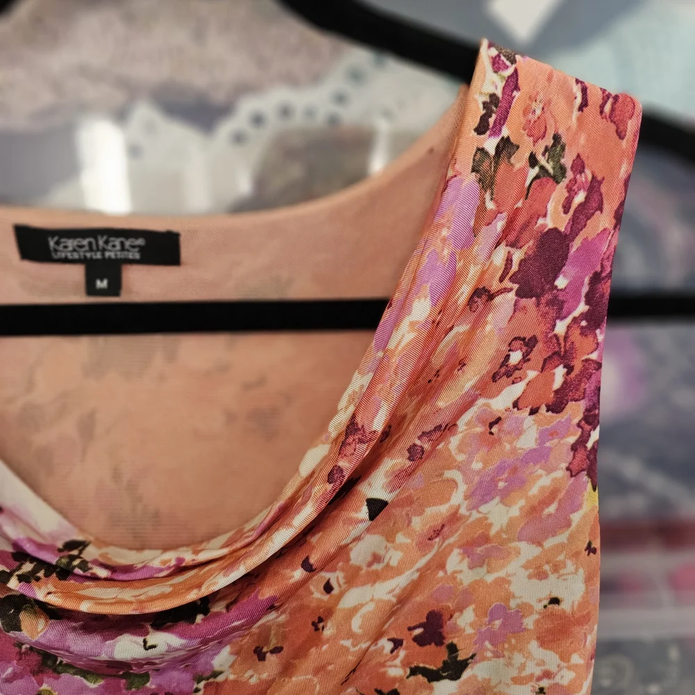 Karen Kane Pink and Orange Floral Cowl-Neck Tank - Picture 5 of 5